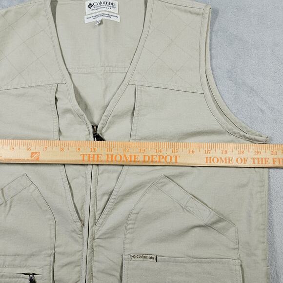 VTG Columbia Utility Vest Mens Size Med Sportswear Company Pockets Beige Fishing - Picture 11 of 13